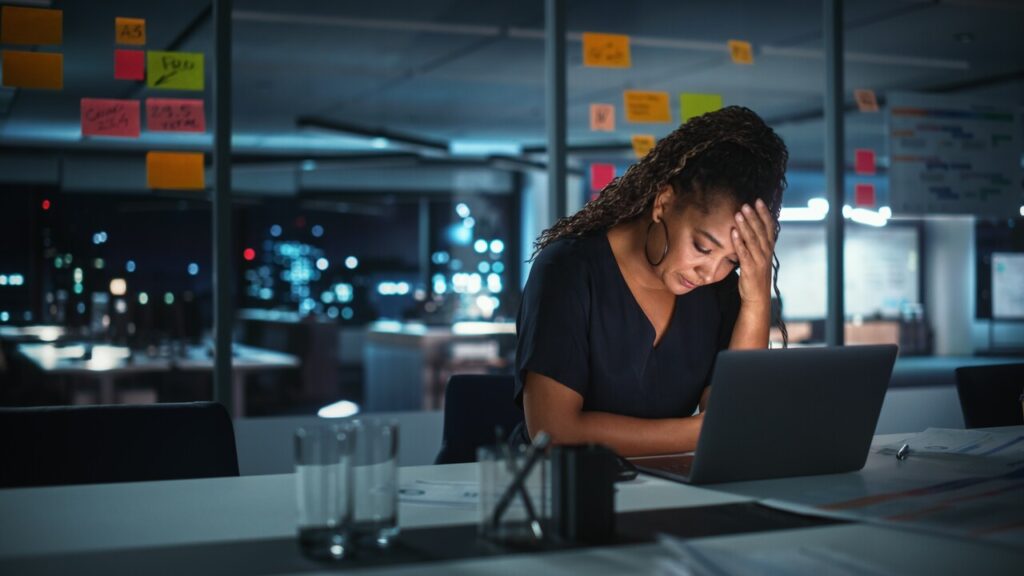 woman stressed at work